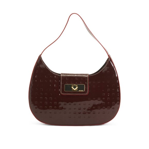 ARCADIA  PATENT LEATHER SHOULDER HOBO HANDBAG RED MADE in ITALY - Picture 1 of 15